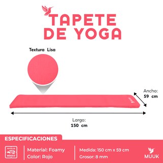 Foto 5 | Foto 5 | Tapete de Yoga Muuk Fitness Rojo 8 Mm de Espesor