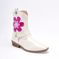 Karsten Bota Tacón Blanco Charol Fiusha Para Niña