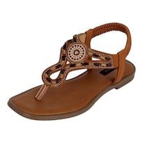 Sandalias De Piso Rbcollection Café Para Mujer
