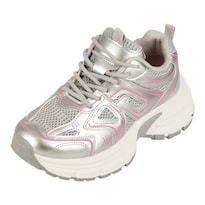 Tenis Tipo Deportivo Rbcollection Plateado Para Mujer