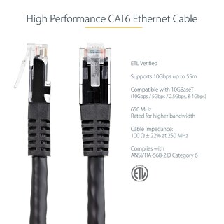 Foto 2 | Foto 2 | Cable Ethernet Startech.com Cat6 15 M Negro 650 Mhz 100 W Poe++ - Venta Internacional.
