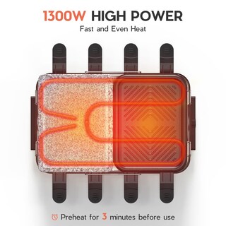 Foto 3 | Foto 3 | Parrilla Eléctrica Voohek Korean Bbq 2 En 1 Antiadherente 1300 W