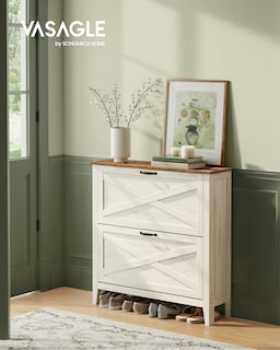 Foto 2 | Foto 2 | Armario Zapatero Con Estantes Interiores Y Kit Antivuelco Songmicshome Blanco Rústico 1 Pieza