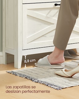 Foto 5 | Foto 5 | Armario Zapatero Con Estantes Interiores Y Kit Antivuelco Songmicshome Blanco Rústico 1 Pieza