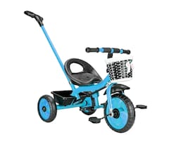 Carriola Triciclo Infantil Con Bastón Direccional Modelo Azul
