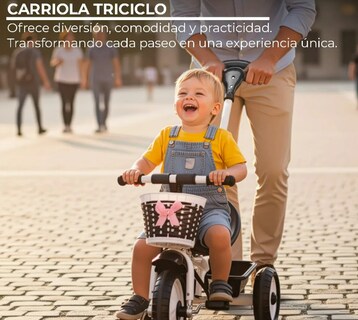 Foto 4 | Foto 4 | Carriola Triciclo Infantil Con Bastón Direccional Modelo Azul
