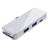 Adaptador Hub Usb-c 6 en 1 Hdmi Usb Tarjeta Sd para Macbook Plateado