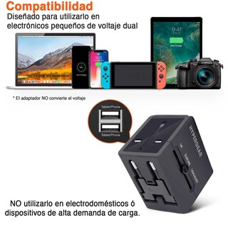 Foto 6 | Foto 6 | Adaptador de Viaje Hypergear Clavija Universal con Doble Puerto USB