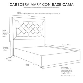 Foto 4 | Foto 4 | Cabecera Dicasa Mary Azul Queen Size + Base Cama