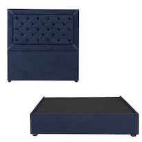 Cabecera Dicasa Mary Azul Individual + Base Cama