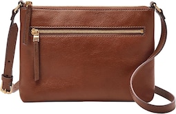 Fossil Bolsa Bandolera Fiona Ew Café Piel Con Cierre