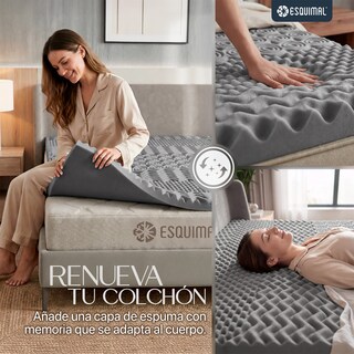 Foto 5 | Foto 5 | Colchoneta Topper Esquimal Matrimonial 7 Zonas De Confort Memory Foam 5 Cm Gris