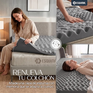 Foto 5 | Foto 5 | Colchoneta Topper Esquimal Individual 7 Zonas De Confort Memory Foam 5 Cm Gris