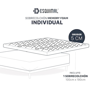 Foto 7 | Foto 7 | Colchoneta Topper Esquimal Individual 7 Zonas De Confort Memory Foam 5 Cm Gris
