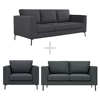 Combo Sala Sofá 3 Plazas + Loveseat + Sillón Individual Murcia Relan Color Gris Oscuro