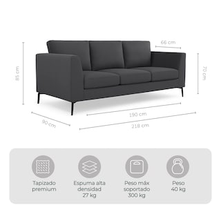 Foto 5 | Foto 5 | Combo Sala Sofá 3 Plazas + Loveseat + Sillón Individual Murcia Relan Color Gris Oscuro