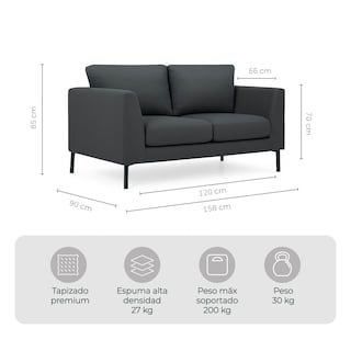 Foto 6 | Foto 6 | Combo Sala Sofá 3 Plazas + Loveseat + Sillón Individual Murcia Relan Color Gris Oscuro