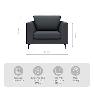 Foto 7 | Foto 7 | Combo Sala Sofá 3 Plazas + Loveseat + Sillón Individual Murcia Relan Color Gris Oscuro