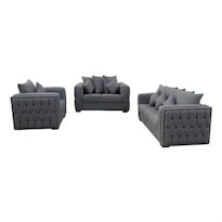 Sala 321 Diseño Moderno Capitoneada Cojines Cómodos Gris