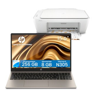 Foto 1 | Foto 1 | Combo Laptop Hp 15.6'' Fhd Touch Intel Core I3-n305 8gb Ram 256gb Ssd Windows 11 Beige 15-fd0230wm C68gjua + Impresora Hp