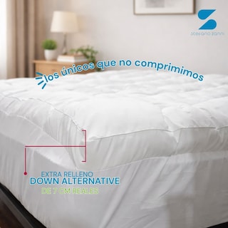 Foto 6 | Foto 6 | Cubre Colchón Individual 100% Algodón Extra Relleno 7 Cm Microgel Y Down Alternative + 1 Funda De Almohada Stefano Zanni