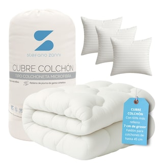 Foto 1 | Foto 1 | Cubre Colchón Queen Size Extra Relleno 7 Cm De Microgel Y Down Alternative + 3 Cojines De Regalo Stefano Zanni
