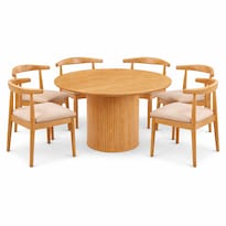 Comedor Redondo Ilios Innova Madera 6 Sillas