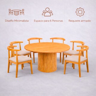 Foto 3 | Foto 3 | Comedor Redondo Ilios Innova Madera 6 Sillas