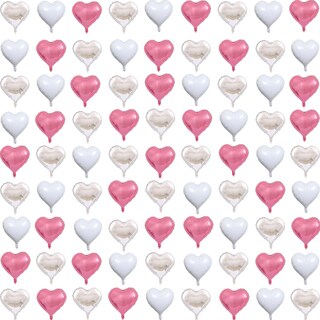 Foto 1 | Foto 1 | Globos De Aluminio Rpollwsun En Miniatura Con Forma De Corazón 13 Cm Plata Blanco Y Rosa 80 Unid - Venta Internacional.
