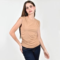 Blusa Roman Fashion Drapeada Sin Mangas Para Mujer