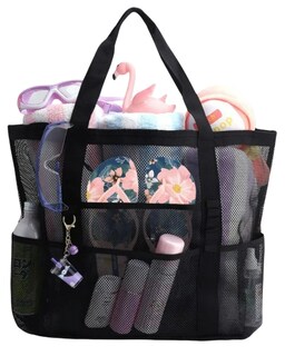 Foto 1 | Foto 1 | Bolsa De Playa De Malla Plegable Gran Capacidad Modelo Negro