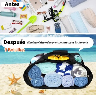 Foto 4 | Foto 4 | Bolsa De Playa De Malla Plegable Gran Capacidad Modelo Negro