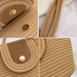 Foto 4 | Foto 4 | Bolso De Hombro Tejido De Algodón Con Cierre Magnético Modelo Café
