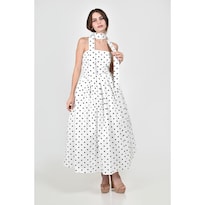 Vestido Roman Fashion De Lunares Con Lazo Para Mujer