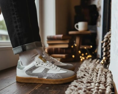 Foto 6 | Foto 6 | Tenis Casual Risel Blanco Con Plata Brilloso 1498 Para Mujer 1 Par