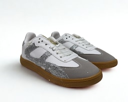 Tenis Casual Risel Blanco Con Plata Brilloso 1498 Para Mujer 1 Par