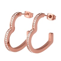 Aretes Luckyly Lyra Arracadas De Corazón Acero Inoxidable Baño De Oro Y Oro Rosa 14k Con Zirconia Cúbica