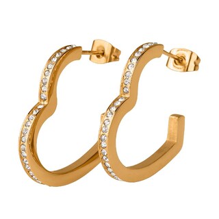 Foto 1 | Foto 1 | Aretes Luckyly Lyra Arracadas De Corazón Acero Inoxidable Baño De Oro Y Oro Rosa 14k Con Zirconia Cúbica
