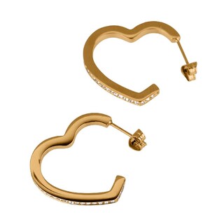 Foto 2 | Foto 2 | Aretes Luckyly Lyra Arracadas De Corazón Acero Inoxidable Baño De Oro Y Oro Rosa 14k Con Zirconia Cúbica