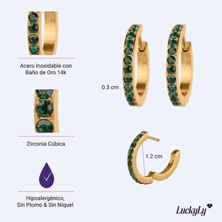 Foto 4 | Foto 4 | Aretes Luckyly Sari Aretes De Acero Inoxidable Con Baño Oro 14k Y Zirconia Cúbica