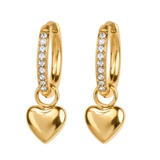 Foto 1 | Foto 1 | Aretes Luckyly Zaya Aretes 2 En 1 Tipo Arracadas Corazón Acero Inoxidable Baño Oro Rosa 14k Oro 14k O Plata Y Zirconia Cúbica