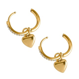 Foto 3 | Foto 3 | Aretes Luckyly Zaya Aretes 2 En 1 Tipo Arracadas Corazón Acero Inoxidable Baño Oro Rosa 14k Oro 14k O Plata Y Zirconia Cúbica