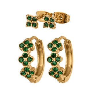 Foto 1 | Foto 1 | Aretes Luckyly Yani Y Ziva Set De Regalo 2 En 1 De Arracadas Y Broqueles Acero Inoxidable Baño Oro 14k Y Zirconia Cúbica