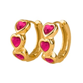 Foto 1 | Foto 1 | Aretes Luckyly Vale Arracadas Con Corazones Acero Inoxidable Baño Oro 14k Y Cristal