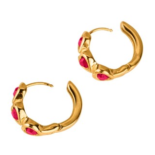 Foto 2 | Foto 2 | Aretes Luckyly Vale Arracadas Con Corazones Acero Inoxidable Baño Oro 14k Y Cristal
