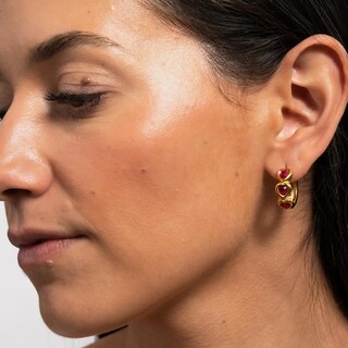 Foto 3 | Foto 3 | Aretes Luckyly Vale Arracadas Con Corazones Acero Inoxidable Baño Oro 14k Y Cristal