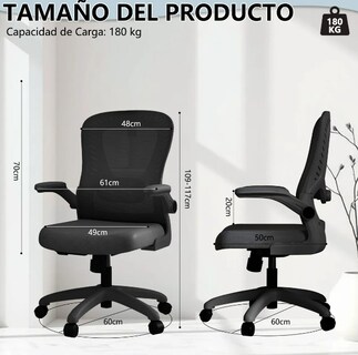 Foto 3 | Foto 3 | Silla De Oficina Ergonómica Giratoria Con Reposacabezas Modelo Negro