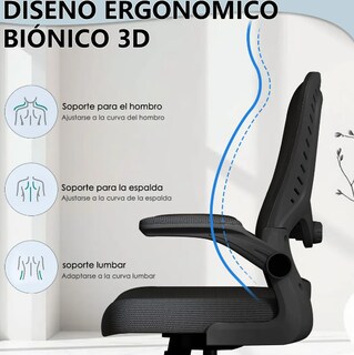 Foto 4 | Foto 4 | Silla De Oficina Ergonómica Giratoria Con Reposacabezas Modelo Negro