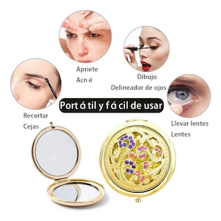 Foto 2 | Foto 2 | Mini Espejo Compacto Plegable De Bolsillo Redondo 4 pzs. Eo Safe Imports Esi-23749 Dorado