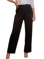 Pantalón Corte Recto Con Brillos Sutiles Súper Cómodo Panta-1012 Negro Estilo Elegante Y Moderno Para Mujer